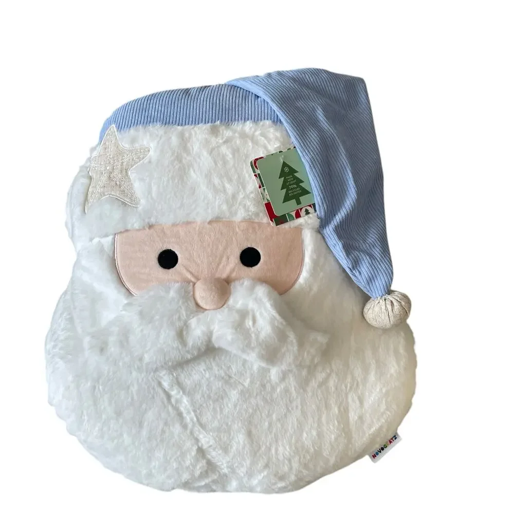 Coastal Starfish Santa Plush Throw Pillow Large 18x18 Beach Christmas NEW